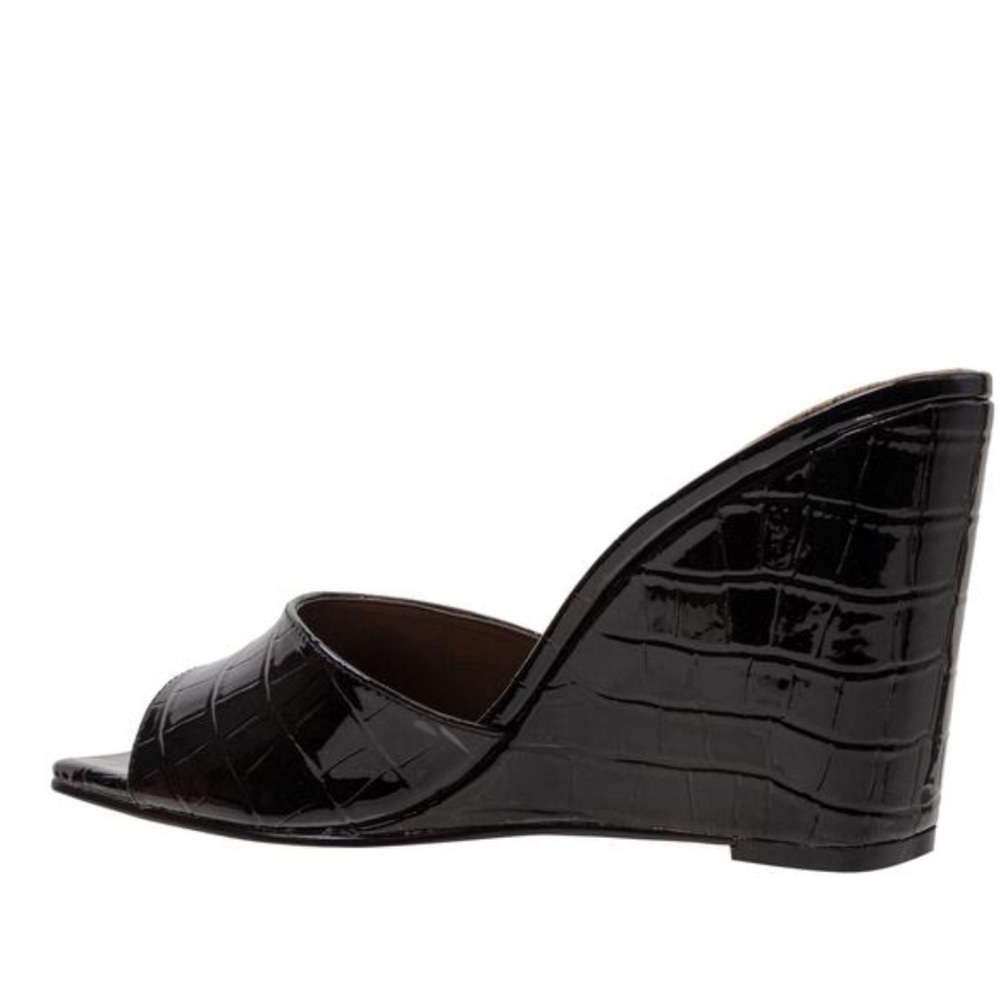 Lisa Vicky Adore-V Wedge Sandal Black Croco Pattern Size 7.5 NIB - Picture 2 of 7